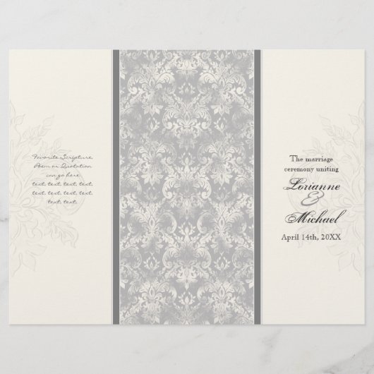 Fleur di Lys Damask - Gray Formal Wedding Program (Vorderseite)