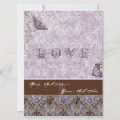 Fleur di Lys Damask - Lila Einladung zur Hochzeit (Vorderseite)