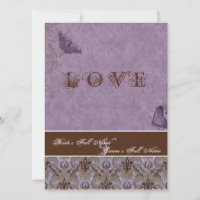 Fleur di Lys Damask - Lila Einladung zur Hochzeits