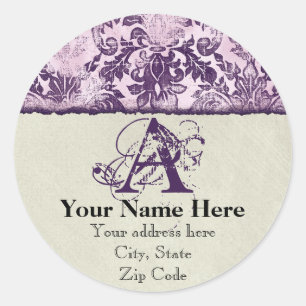 Fleur di Lys Damask Lilac Address Stickers