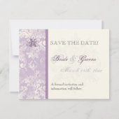 Fleur di Lys Damask - Lilac Save the Date Card (Vorderseite)