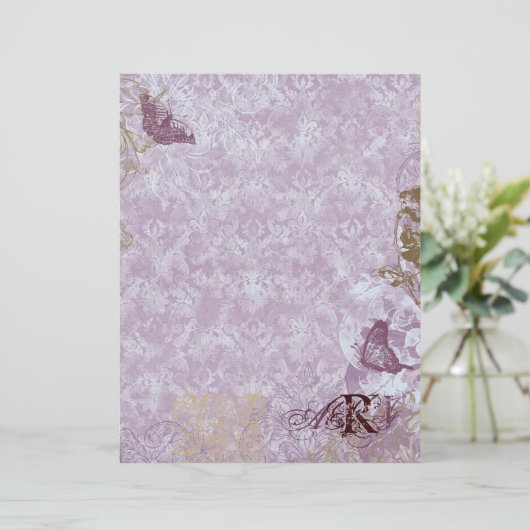 Fleur di Lys Damask - Mit Monogramm Scrapbook-Seit (Stehend Vorderseite)