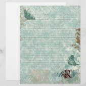 Fleur di Lys Damask - Mit Monogramm Stationerie (Vorne/Hinten)