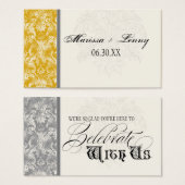 Fleur di Lys Damask Mustard Gastgeschenk Hochzeit  (Vorne & Hinten)