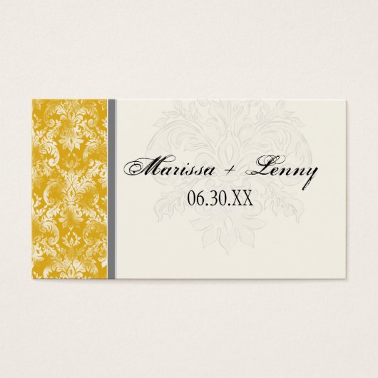 Fleur di Lys Damask Mustard Gastgeschenk Hochzeit  (Vorderseite)