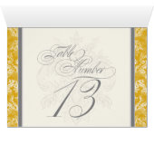 Fleur di Lys Damask Mustard Tischnummer 13 Cards (Innenansicht Horizontal (Unten))