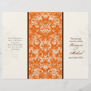 Fleur di Lys Damask Orange formales Hochzeitsprogr