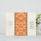 Fleur di Lys Damask Orange formales Hochzeitsprogr (Stehend Vorderseite)