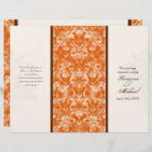 Fleur di Lys Damask Orange formales Hochzeitsprogr (Vorne/Hinten)