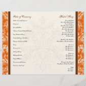 Fleur di Lys Damask Orange formales Hochzeitsprogr (Rückseite)