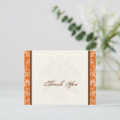 Fleur di Lys Damask Orange Vielen Dank Anmerkung P Postkarte (Stehend Vorderseite)