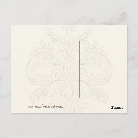 Fleur di Lys Damask Orange Vielen Dank Anmerkung P Postkarte (Rückseite)