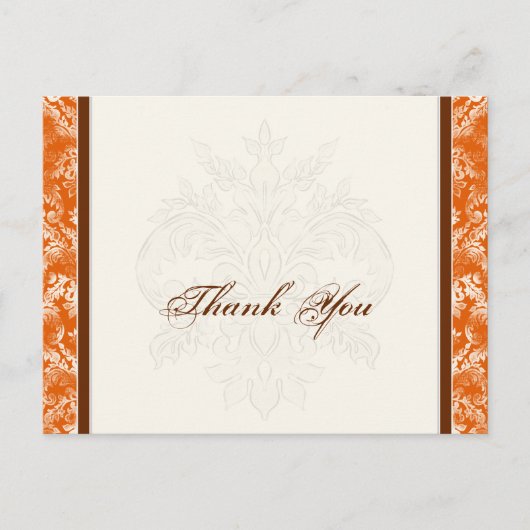Fleur di Lys Damask Orange Vielen Dank Anmerkung P Postkarte (Vorderseite)