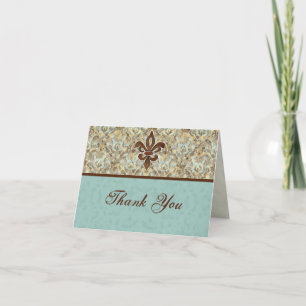 Fleur di Lys Damask Thank You Note Cards Dankeskarte