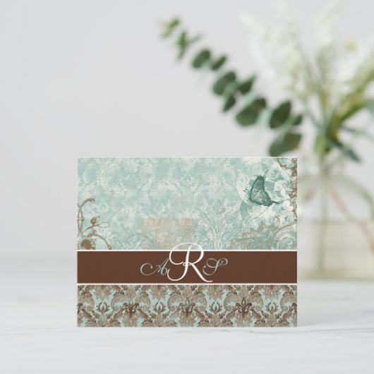 Fleur di Lys Damask - UAWG Response Card RSVP Karte (Stehend Vorderseite)