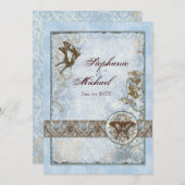 Fleur di Lys Damask vs2 - Damast-Blumenstrudel Einladung (Vorne/Hinten)