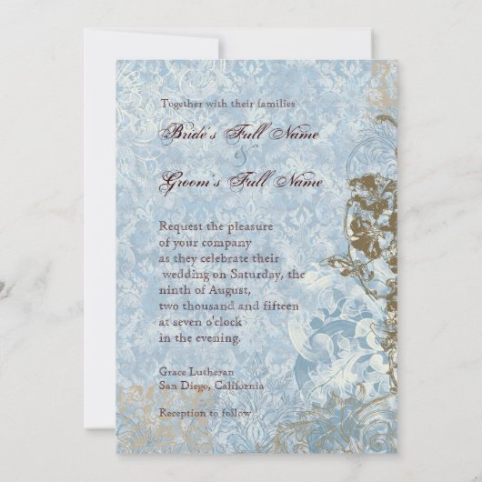 Fleur di Lys Damask vs2 - Einladung zur Hochzeit (Rückseite)