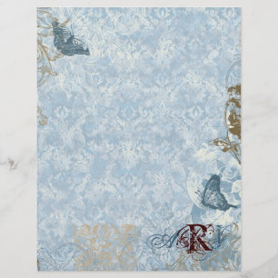 Fleur di Lys Damask vs. 2 - Mit Monogramm Stationi