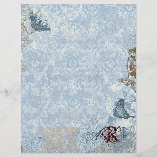 Fleur di Lys Damask vs. 2 - Mit Monogramm Stationi (Vorderseite)