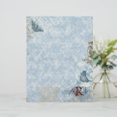 Fleur di Lys Damask vs. 2 - Mit Monogramm Stationi (Stehend Vorderseite)