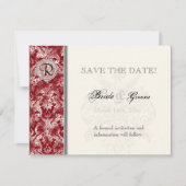 Fleur di Lys Damask - Weinkarte Save the Date (Vorderseite)
