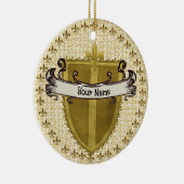 Fleur-Familienwappen-Name Keramik Ornament (Rechts)