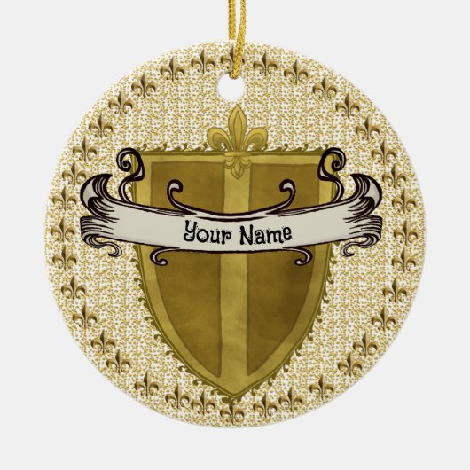 Fleur-Familienwappen-Name Keramik Ornament (Vorne)