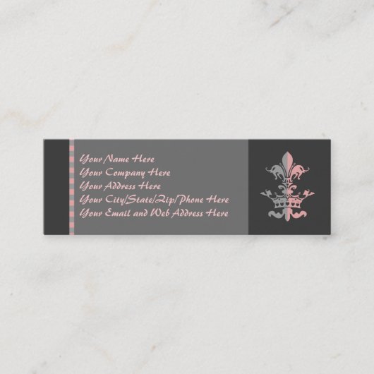 Fleur Herz-Krone - Rosa Mini Visitenkarte (Vorderseite)