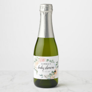 Fleur Jolie Baby Shower Sparkling Wine Labels Schaumweinetikett