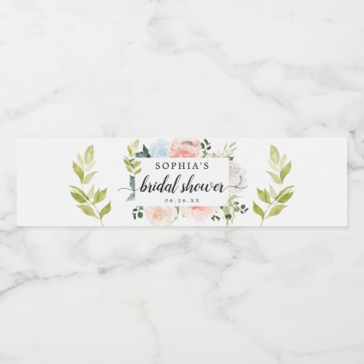 Fleur Jolie Brautparty Water Bottle Labels Wasserflaschenetikett (Einzelnes Label)