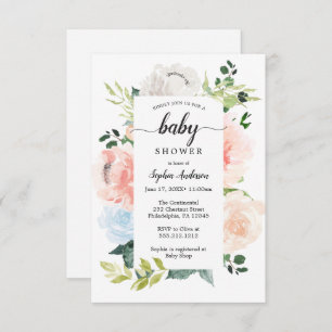 Fleur Jolie Hübsch Floral Baby Shower lädt ein Einladung
