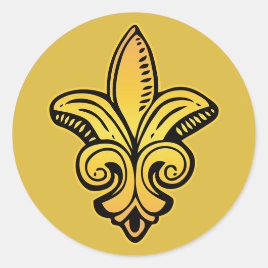Fleur Medieval - Gold Runder Aufkleber (Vorderseite)