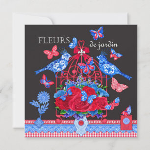 Fleur Porcelain Birds und Birdcage Card Feiertagskarte