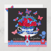 Fleur Porcelain Cup Card Feiertagskarte (Vorne/Hinten)