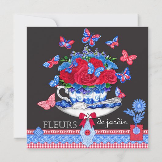 Fleur Porcelain Cup Card Feiertagskarte (Vorderseite)