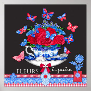 Fleur Porcelain Cup und Blume Poster
