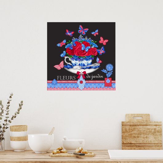 Fleur Porcelain Cup und Blume Poster (Küche)