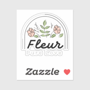 Fleur – Pure Love Florales Logo Aufkleber