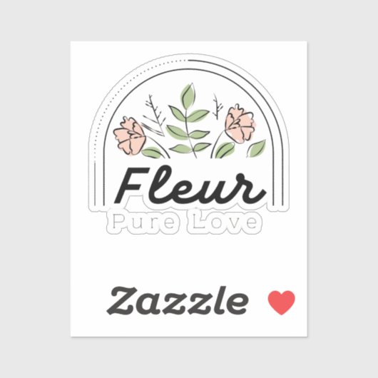 Fleur – Pure Love Florales Logo Aufkleber (Blatt)