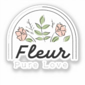 Fleur – Pure Love Florales Logo Aufkleber (Vorderseite)