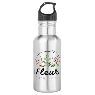 Fleur – Pure Love Florales Logo Edelstahlflasche