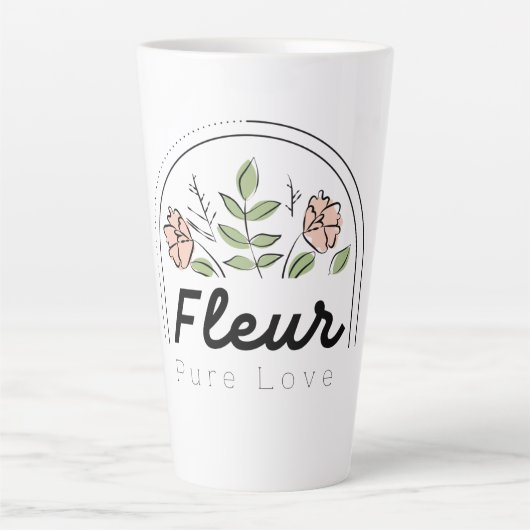 Fleur – Pure Love Florales Logo Milchtasse (Vorderseite)