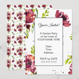 Fleur-Wasserfarben-Mohn-Einladungen Einladung