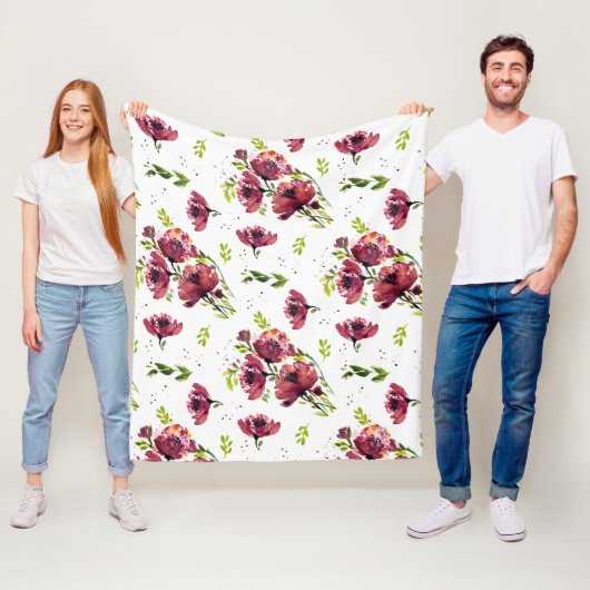 Fleur Watercolor Poppy Blanket Fleecedecke (Beispiel)