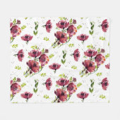 Fleur Watercolor Poppy Blanket Fleecedecke (Vorderseite (Horizontal))