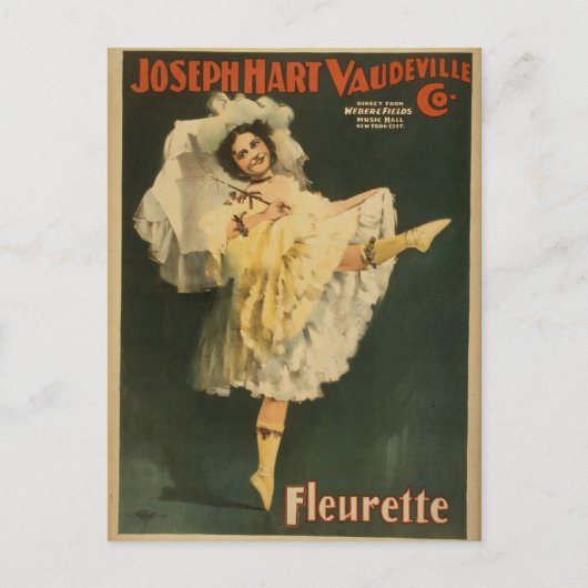 Fleurette, "Joseph Hart Vaudeville Co." Retro Thea Postkarte (Vorderseite)