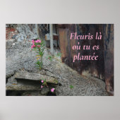 Fleuris là où tu es plantée Pink Floral Poster (Vorne)