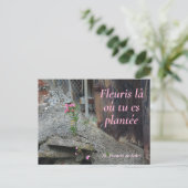 Fleuris là où tu es plantée Pink Floral Postkarte (Stehend Vorderseite)