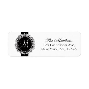 Fleurs de Lis Monogram beschriftet Schwarz-weiß