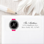 Fleurs de Lis Monogram Labels Pink Schwarz-weiß (Insitu)